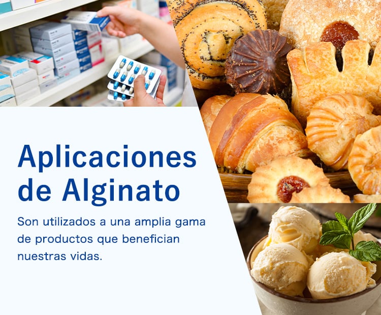 Aplicaciones de Alginato Los alginatos son aditivos alimenticios reconocidos como inocuos y seguros que se aplica a una amplia gama de productos que benefician nuestras vidas.